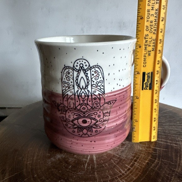 STAY WILD MOON CHILD Speckled Hamsa Oversized Coffee Tea Mug Cup Metallic Gold - Picture 7 of 8